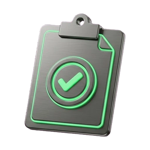 Clipboard with an approval seal checkmark