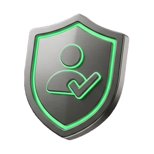 Verification badge with a person and a checkmark